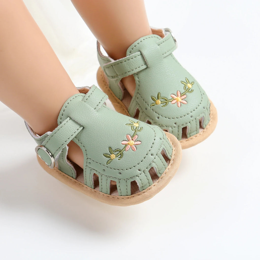 Baby Girl Summer Sandals – Breathable Lightweight Floral Wrap-Toe Shoes