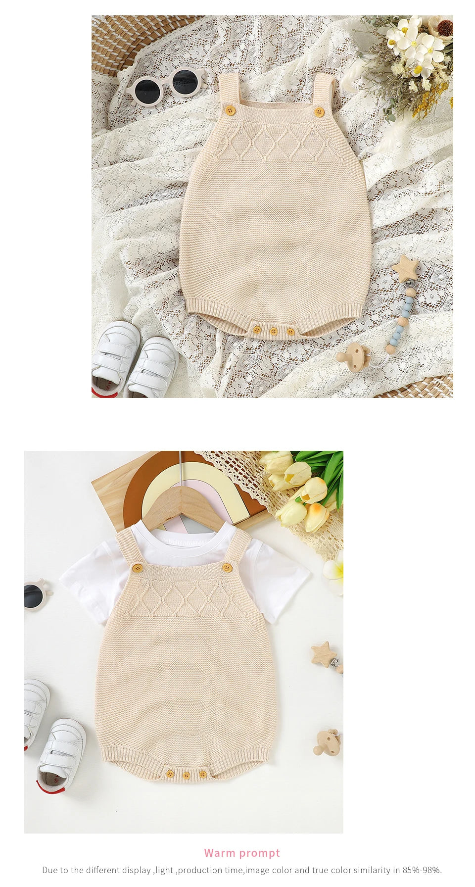 Newborn Baby Boys & Girls Sleeveless Knit Jumpsuit