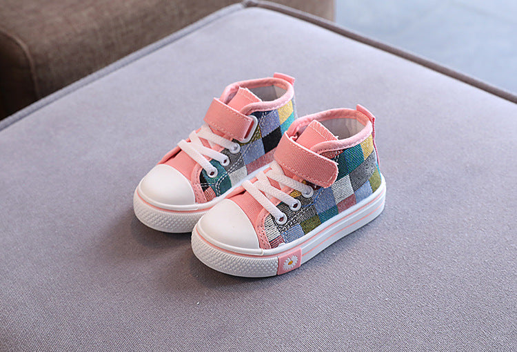Kids’ Canvas Sneakers – Breathable Checkered Casual Shoes