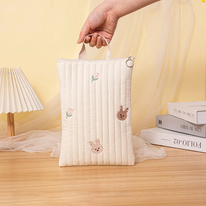 Cotton Baby Diaper Bag – Travel, Stroller Storage & Cute Bear Embroidery Handbag for Moms