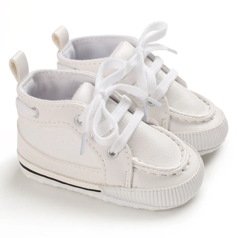 Infant Spring Sneakers (0–18M) – White Non-Slip Soft-Soled Shoes
