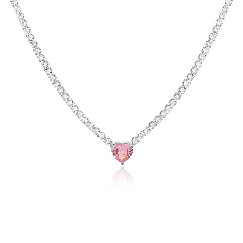 Crystal Stone Love Heart Necklace
