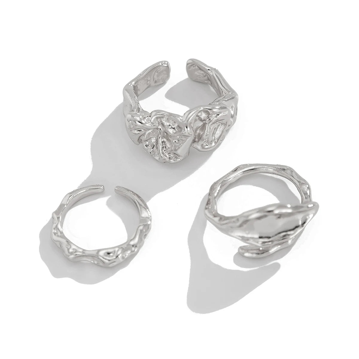 IngeSight.Z 3pcs/set Geometry Irregular Open Ring Set Women 2025 New Trendy Gold Color Adjustable Finger Rings Female Jewelry