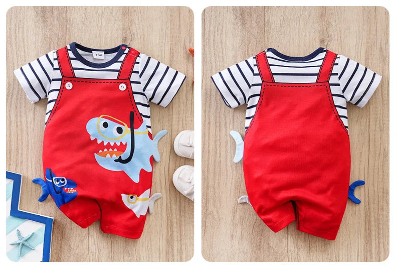 Newborn Clothes Cute Cartoon 3d Shark Print Strap