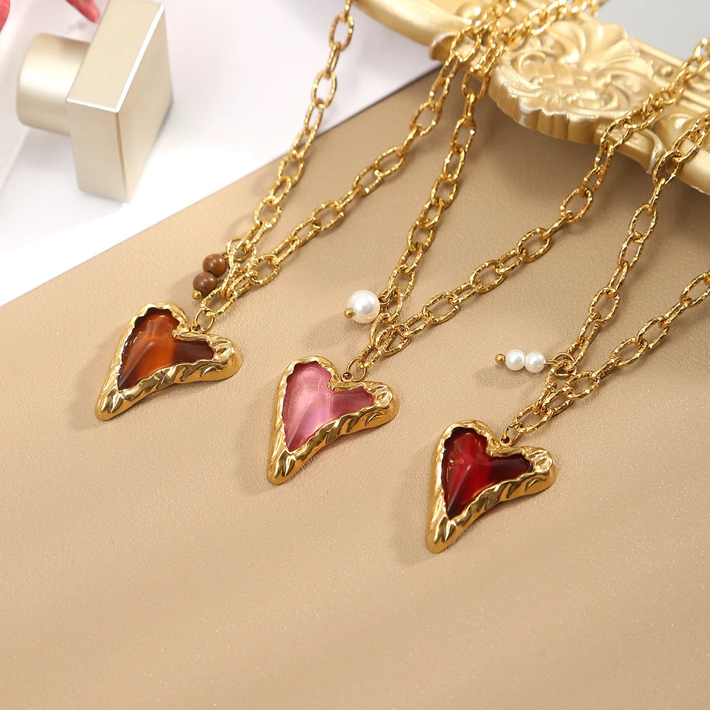 Jolivie Stainless Steel Retro Heart Pendants