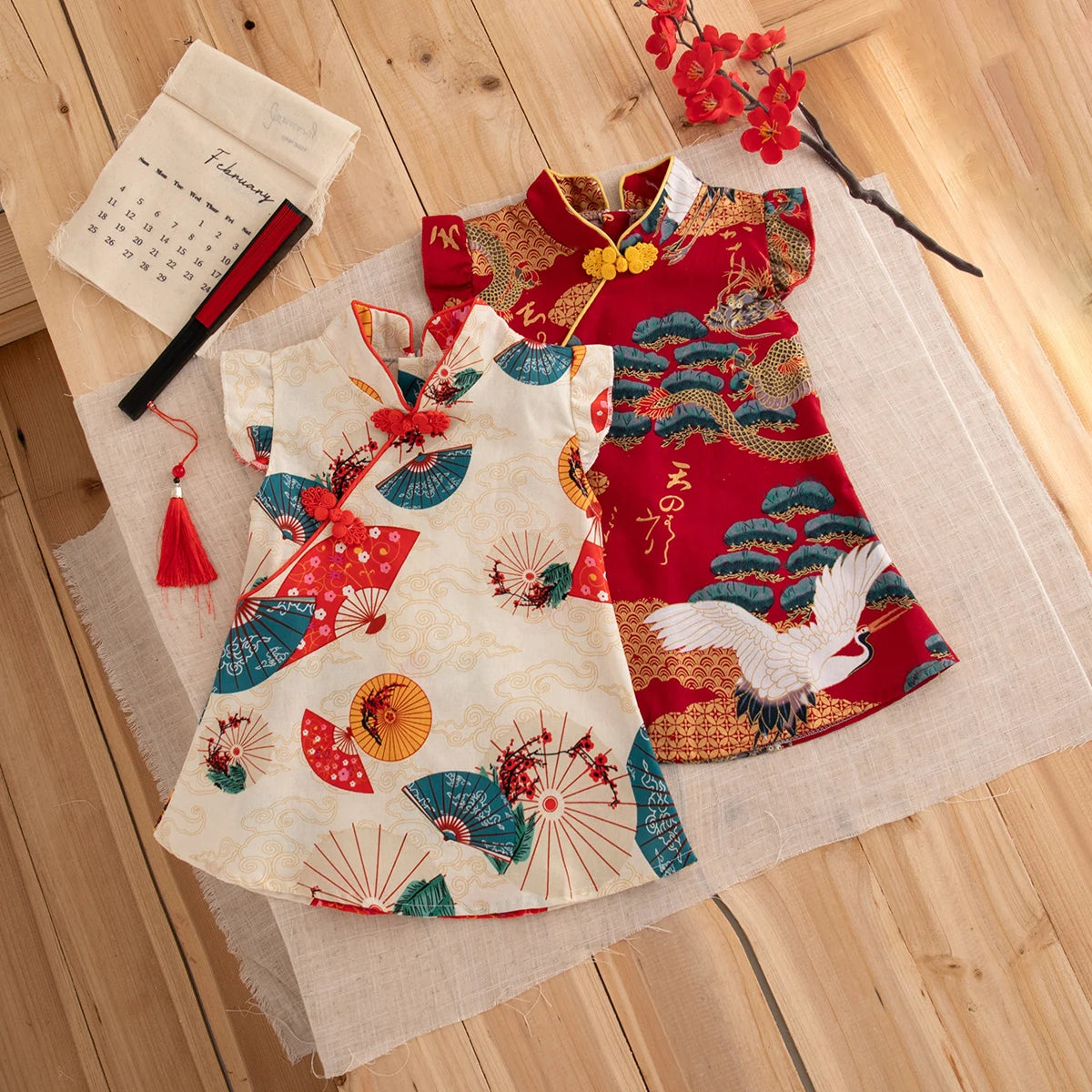 Baby Girl Red Qipao Dress (0–2Y)