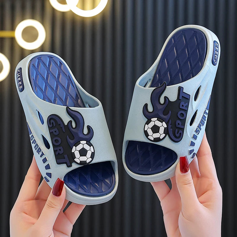 Kids Cartoon Football Sandals – Non‑Slip Summer Beach Shoes (Age 4–8)