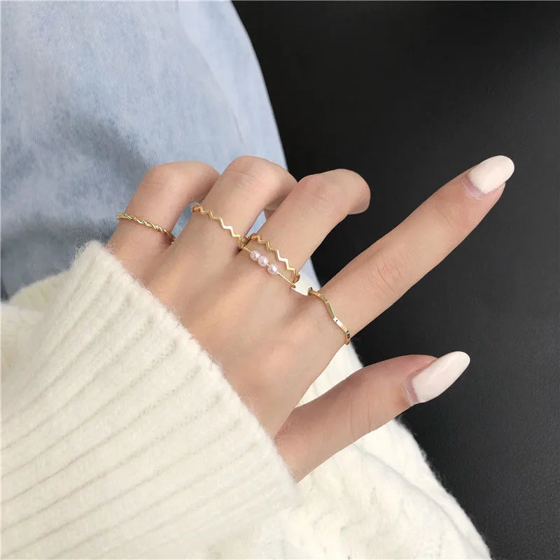 Boho Style Wave Gold Ring