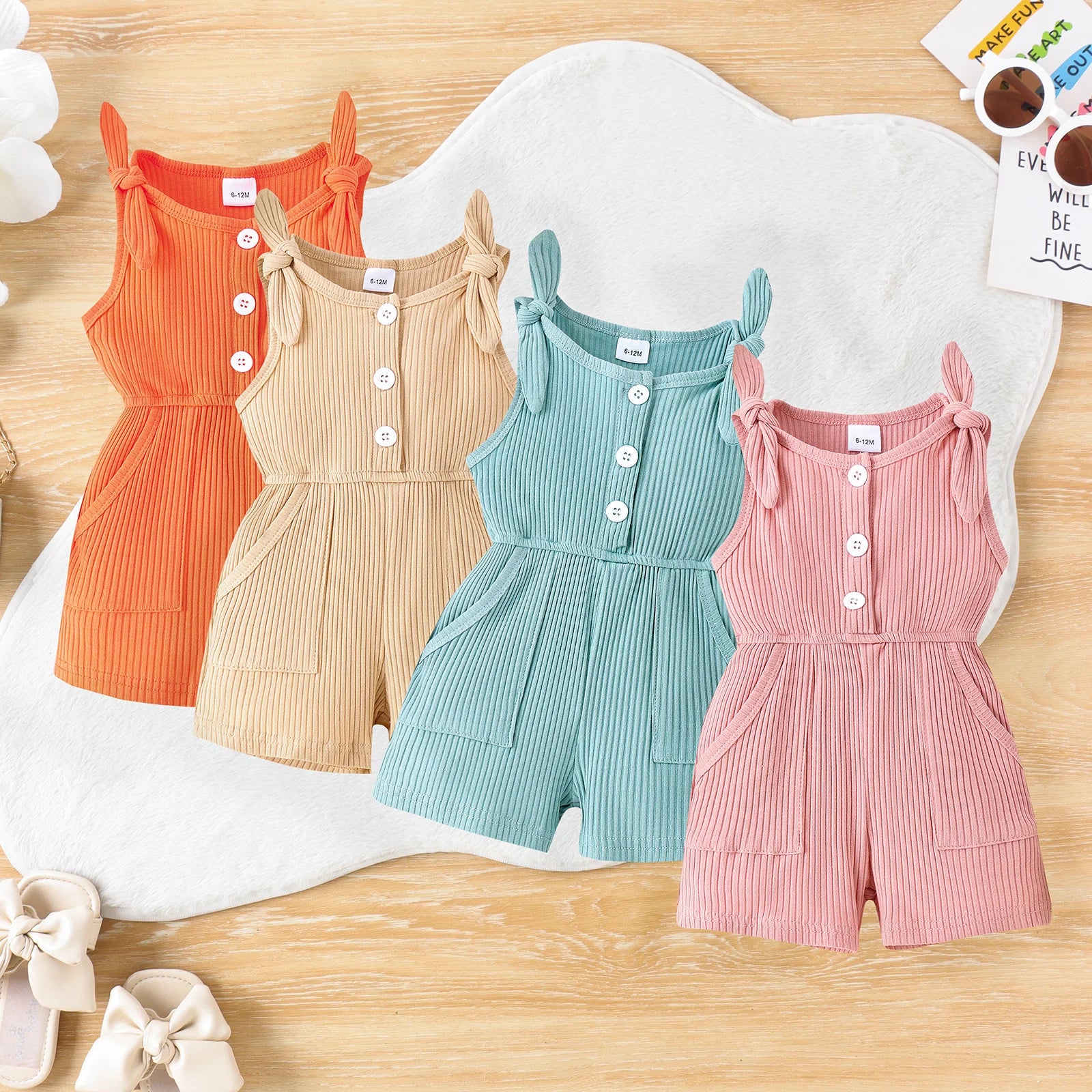0-4 Years Baby Girls Baby Soft And Comfortable Strip Vest Onesie