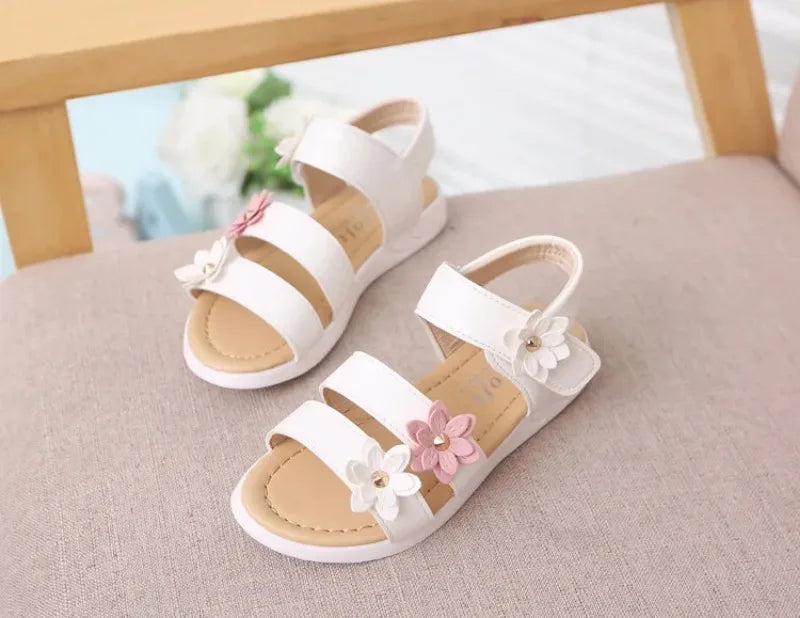 Girls’ Floral Gladiator Sandals – Soft Summer Beach Shoes