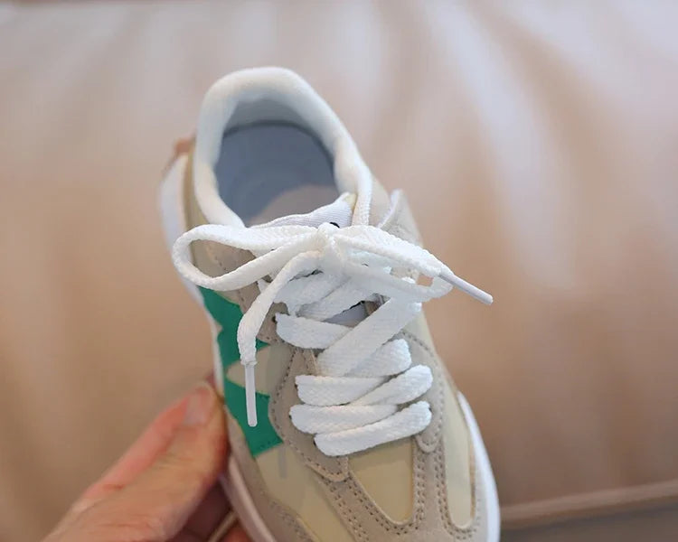 Kids Spring Leather Sneakers – Soft Sole Non-Slip Casual Shoes