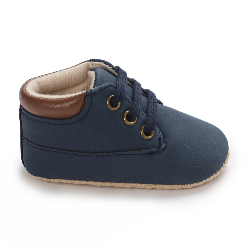 Baby Walking Shoes (0–18M) – Lace-Up Casual Flat Sneakers