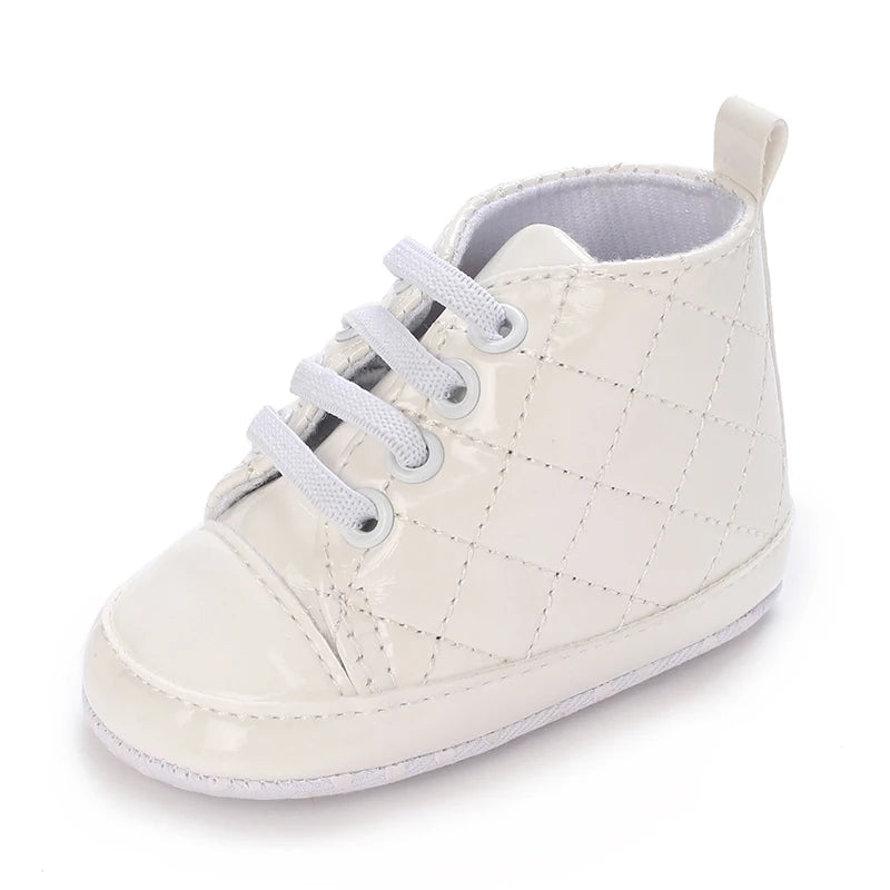 Infant Spring Sneakers (0–18M) – White Non-Slip Soft-Soled Shoes
