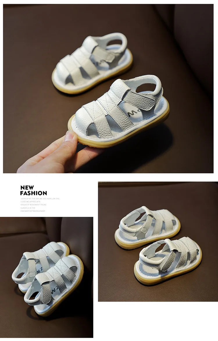 Baby Leather Sandals – Soft Anti-Collision Summer Shoes for Toddlers