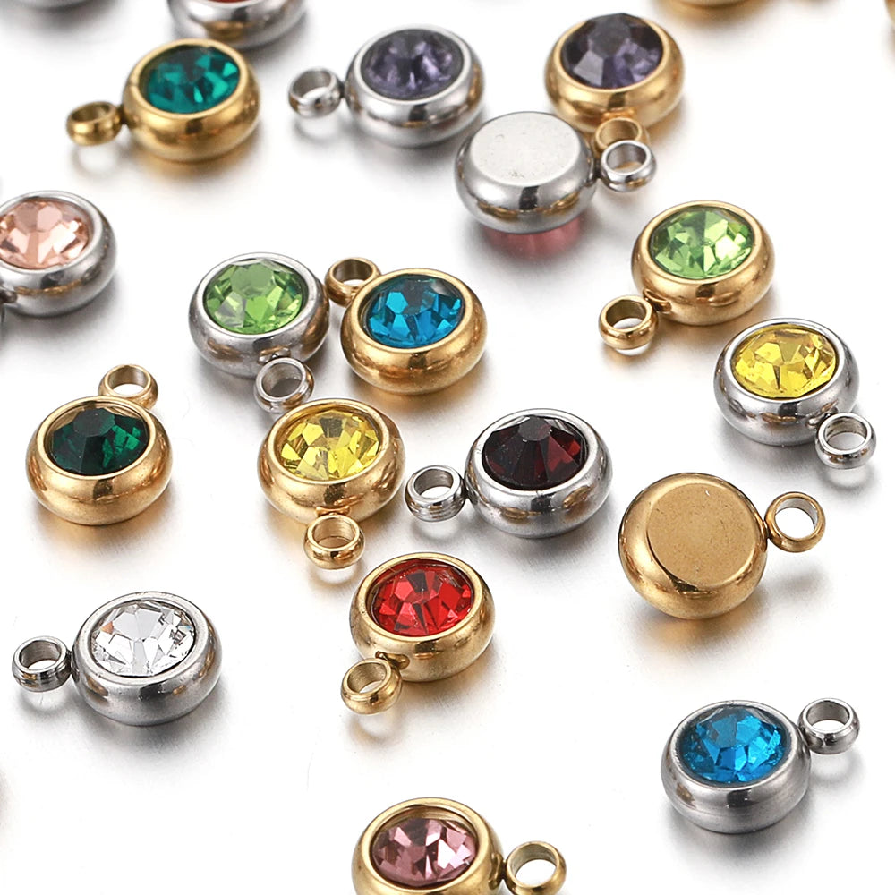 20pcs/lot Stainless Steel Rhinestone Charms