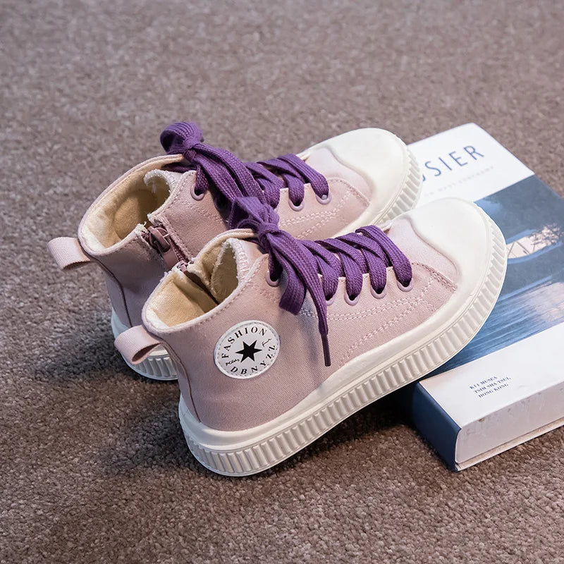 Kids Canvas Sneakers – Zipper Boots, Comfortable & Breathable Shoes