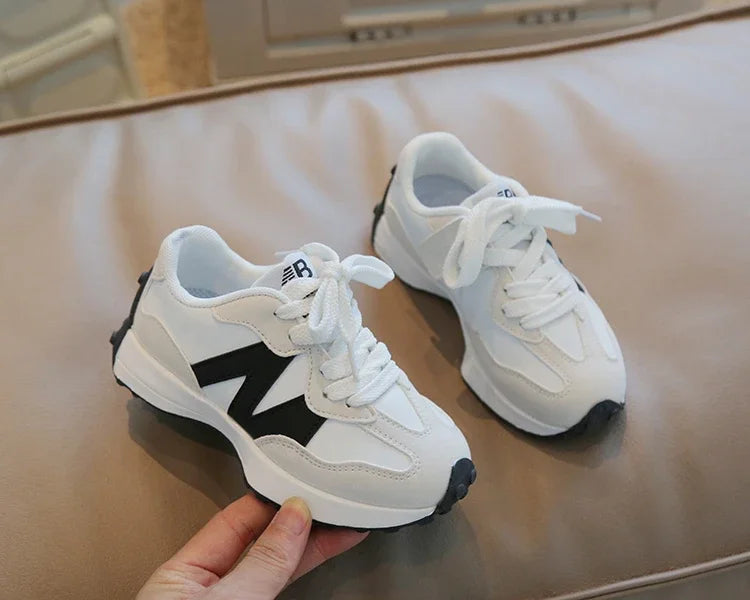 Kids Spring Leather Sneakers – Soft Sole Non-Slip Casual Shoes