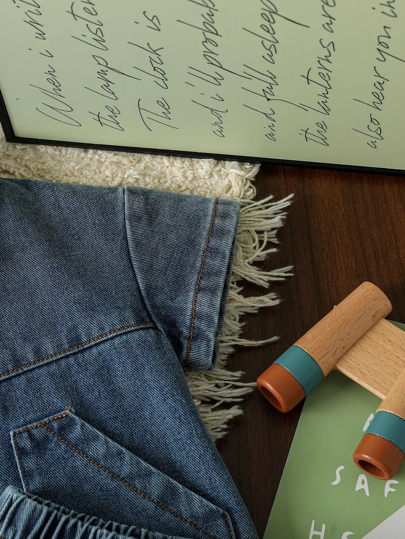 Baby Solid Denim Short Sleeve Set r