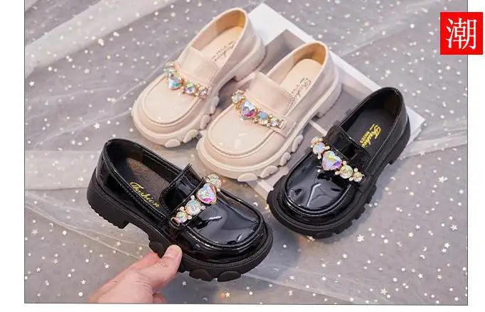 Girls’ Leather Princess Shoes – Low-Heeled Wedding Shoes