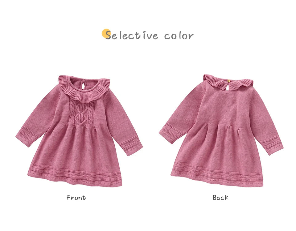 Baby Girl Princess Knitted Dress – Long Sleeve (6–36M)