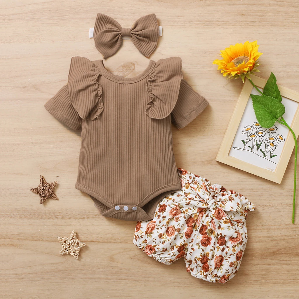 Baby Girl Summer Dress, Ruffle Collar & Flower Print