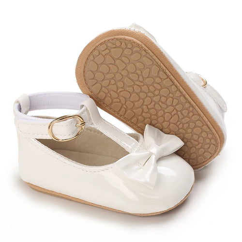 Baby Girls’ Bow Princess Shoes – Soft Leather Non-Slip Walking Sneakers