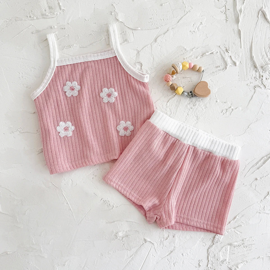2PCS Baby Girl Summer Set – T-shirt & Shorts