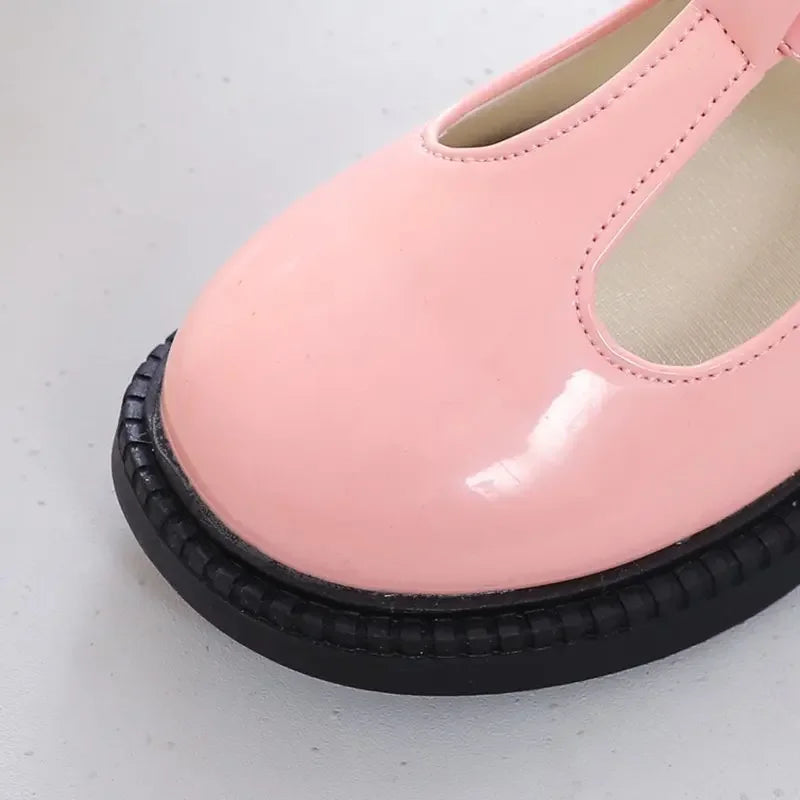 Kids’ Leather T-Strap Flats – School & Party Shoes (26–36)