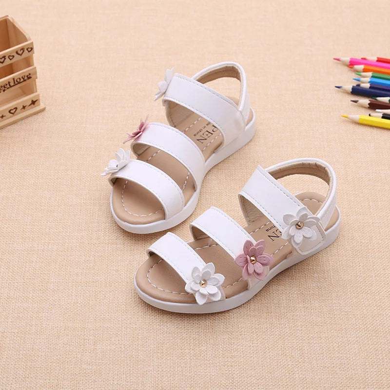 Girls’ Gladiator Floral Sandals – Cute Soft Summer Beach Shoes