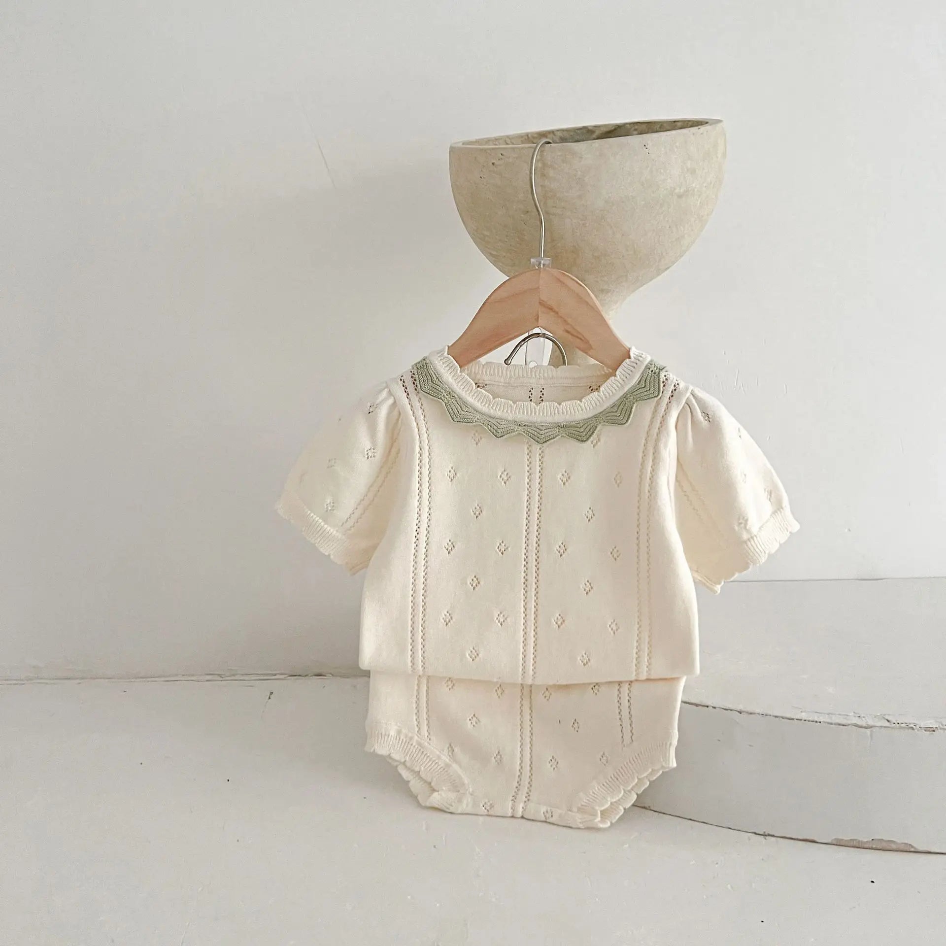 Baby Girl Knit Tee & Shorts Set – Summer (0–2Y)