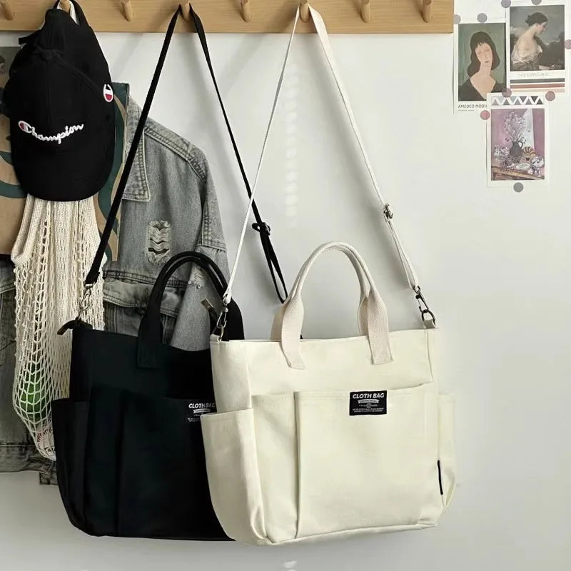 Canvas Ladies Commuter Bag – Horizontal Shoulder Tote for Students