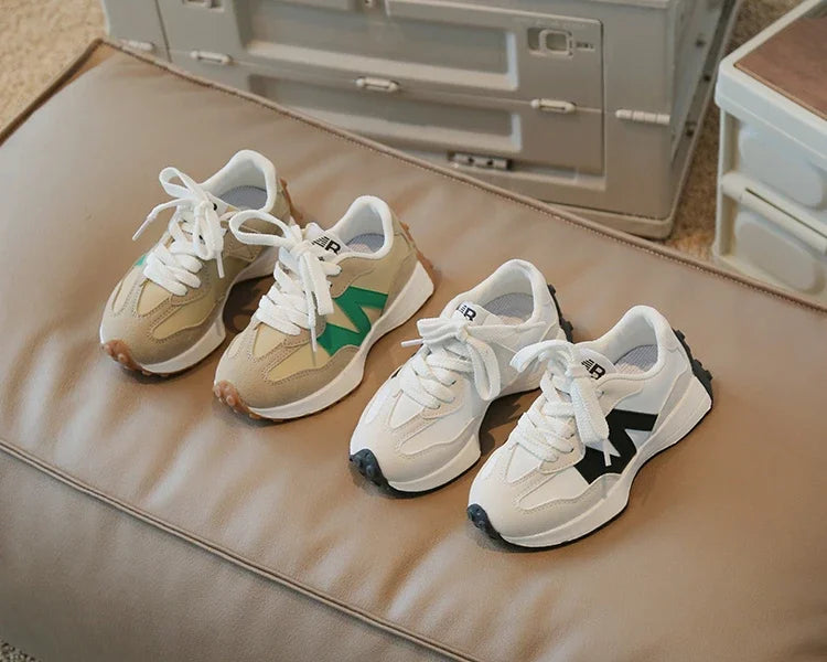Kids Spring Leather Sneakers – Soft Sole Non-Slip Casual Shoes