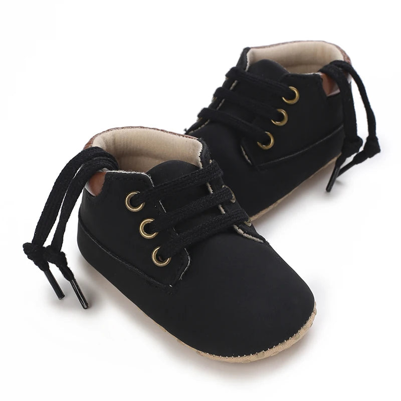 Baby Walking Shoes (0–18M) – Lace-Up Casual Flat Sneakers