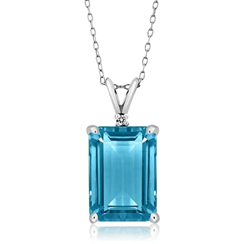 Huitan Luxury Solitaire Blue CZ Square