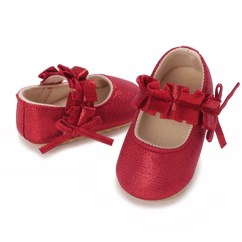 Baby Shoes (0–18M) – Plush Soft Bow Casual Sneakers