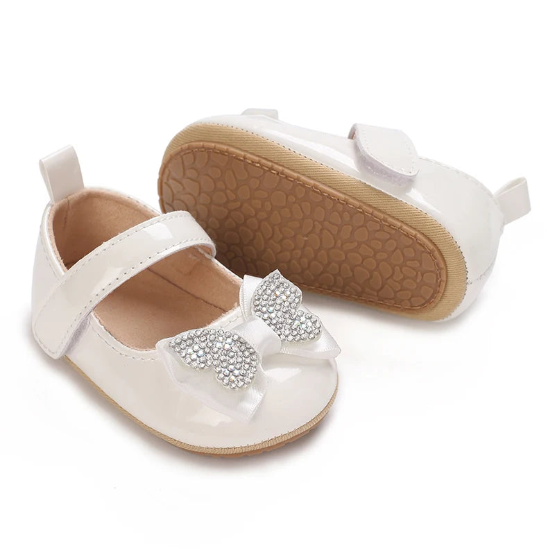 Baby Girls’ Bow Princess Shoes – Soft Leather Non-Slip Walking Sneakers