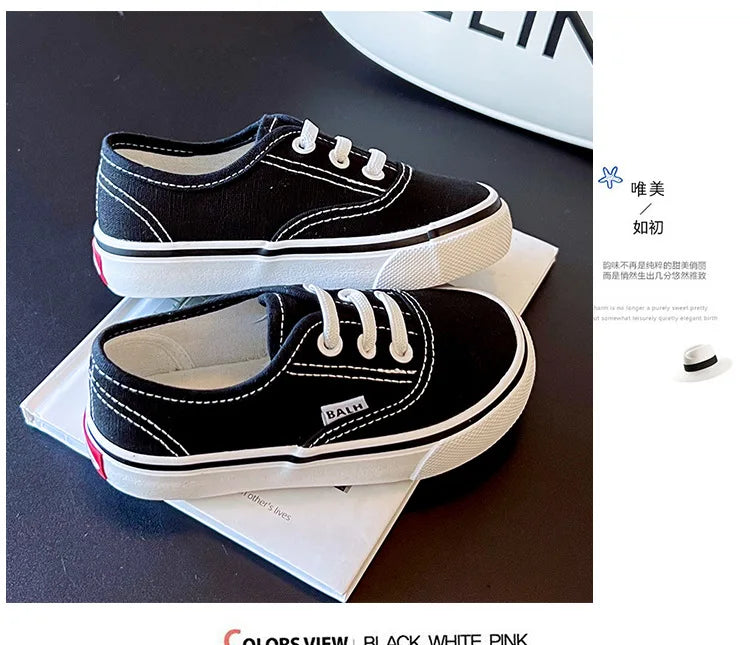 Kids Spring/Autumn Canvas Sneakers – Colorful Soft-Soled Shoes