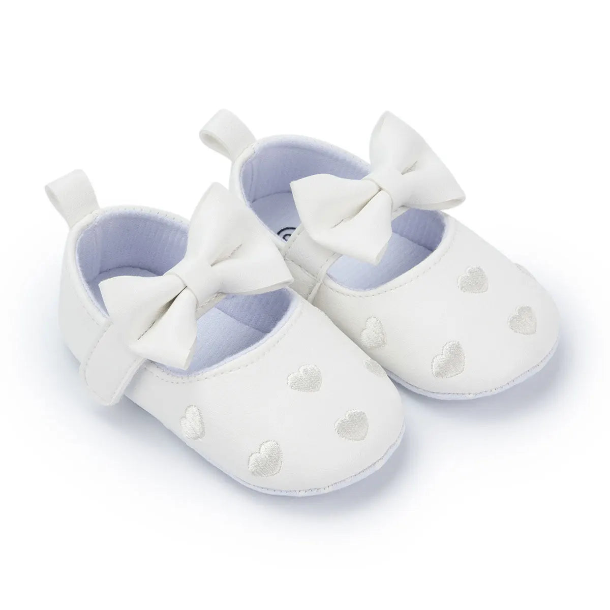 Baby Girls First-Step Shoes (0–18M) – Soft Sole Dress Shoes with Bow & Heart