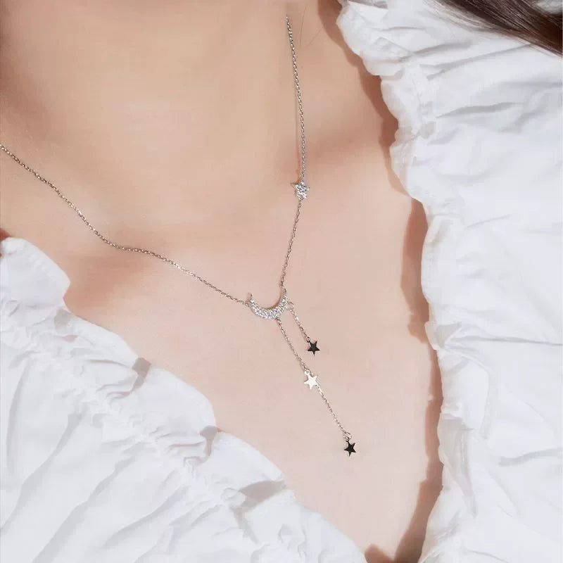 S925 Sterling Silver Star Diamond Moon