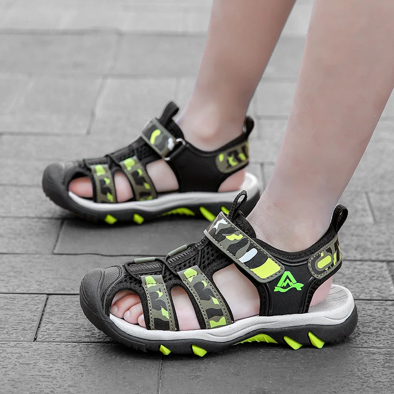 Kids’ Summer Water Sandals – Non-Slip Leather Shoes