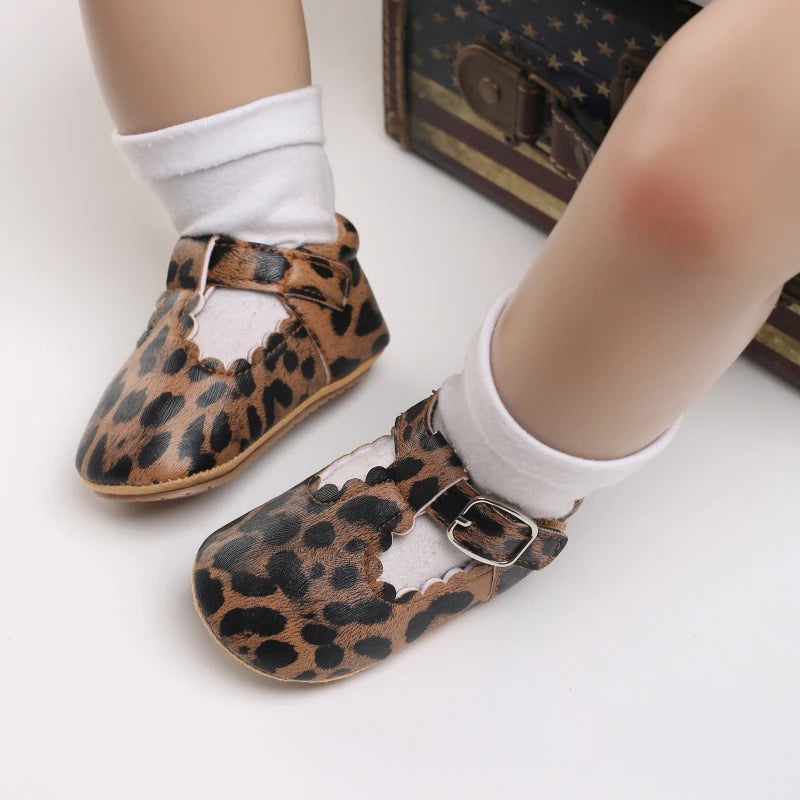 Baby Stripe Leather Shoes – Multicolor Non-Slip First Walkers