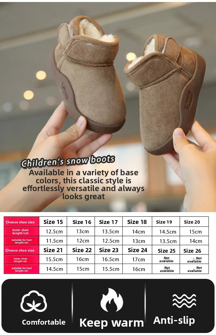 Kids 2025 Winter Snow Boots – Plush Warm Toddler Shoes (Size 15–24)