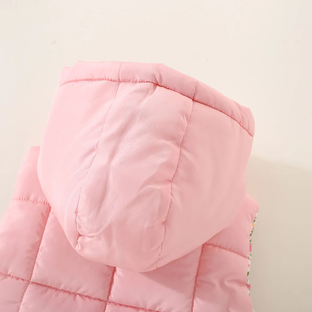 Kids Hooded Vest – Pink Elephant Print