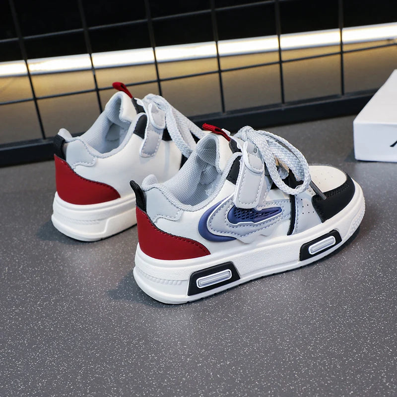 Kids Lightweight Sneakers – Breathable Hook-and-Loop Running & Basketball Shoes