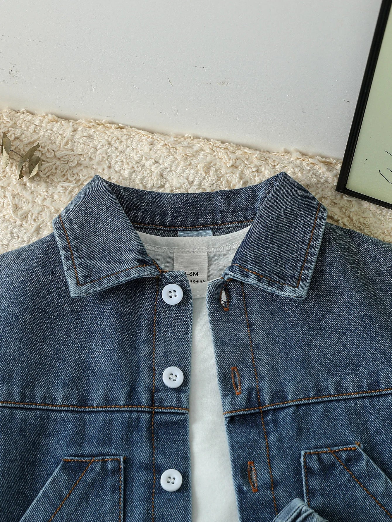 Baby Solid Denim Short Sleeve Set r