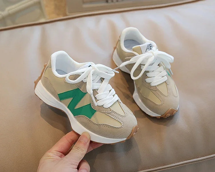 Kids Spring Leather Sneakers – Soft Sole Non-Slip Casual Shoes