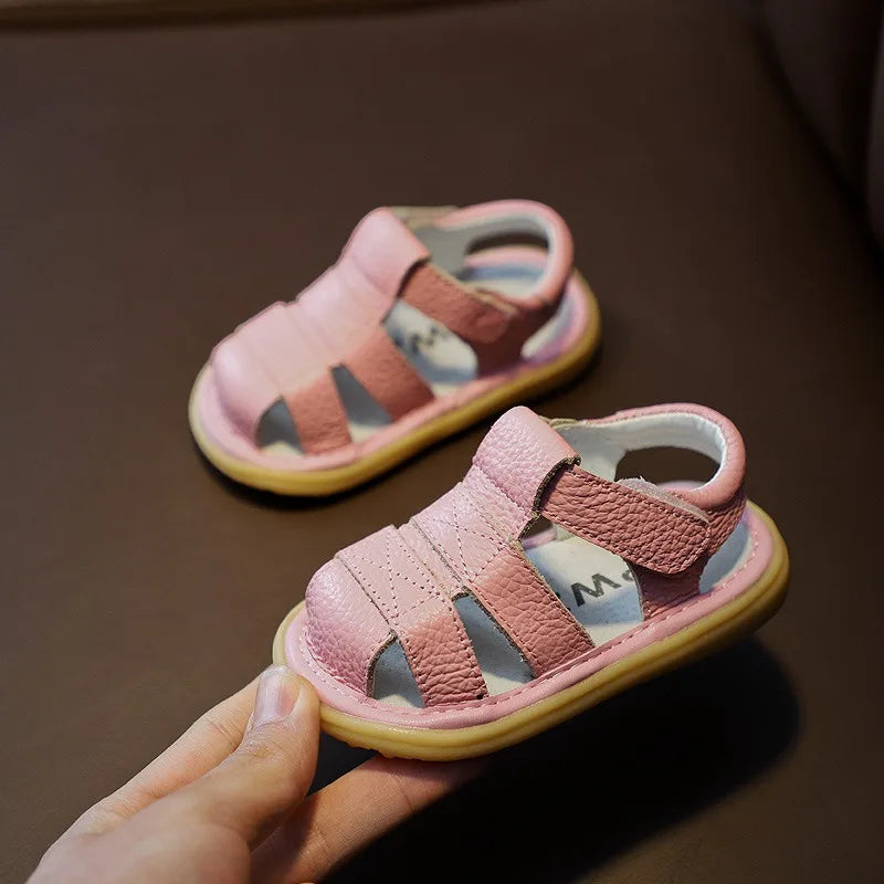 Baby Leather Sandals – Soft Anti-Collision Summer Shoes for Toddlers