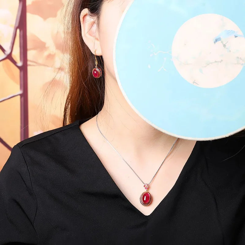 Vintage Enamel auspicious clouds Pendant Natural