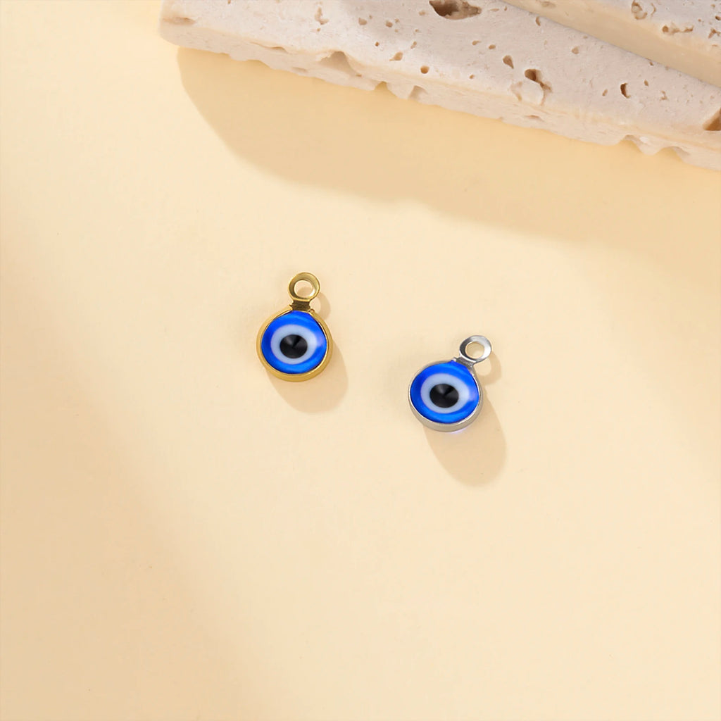5Pcs Blue Evil Eye Stainless Steel