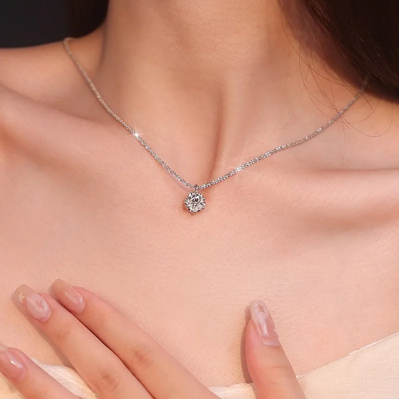 Sterling Silver Zircon Pendant Necklace